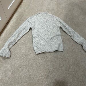 MINKPINK Light Gray Cable Knit Turtleneck Sweater. Cute sleeve cuffs